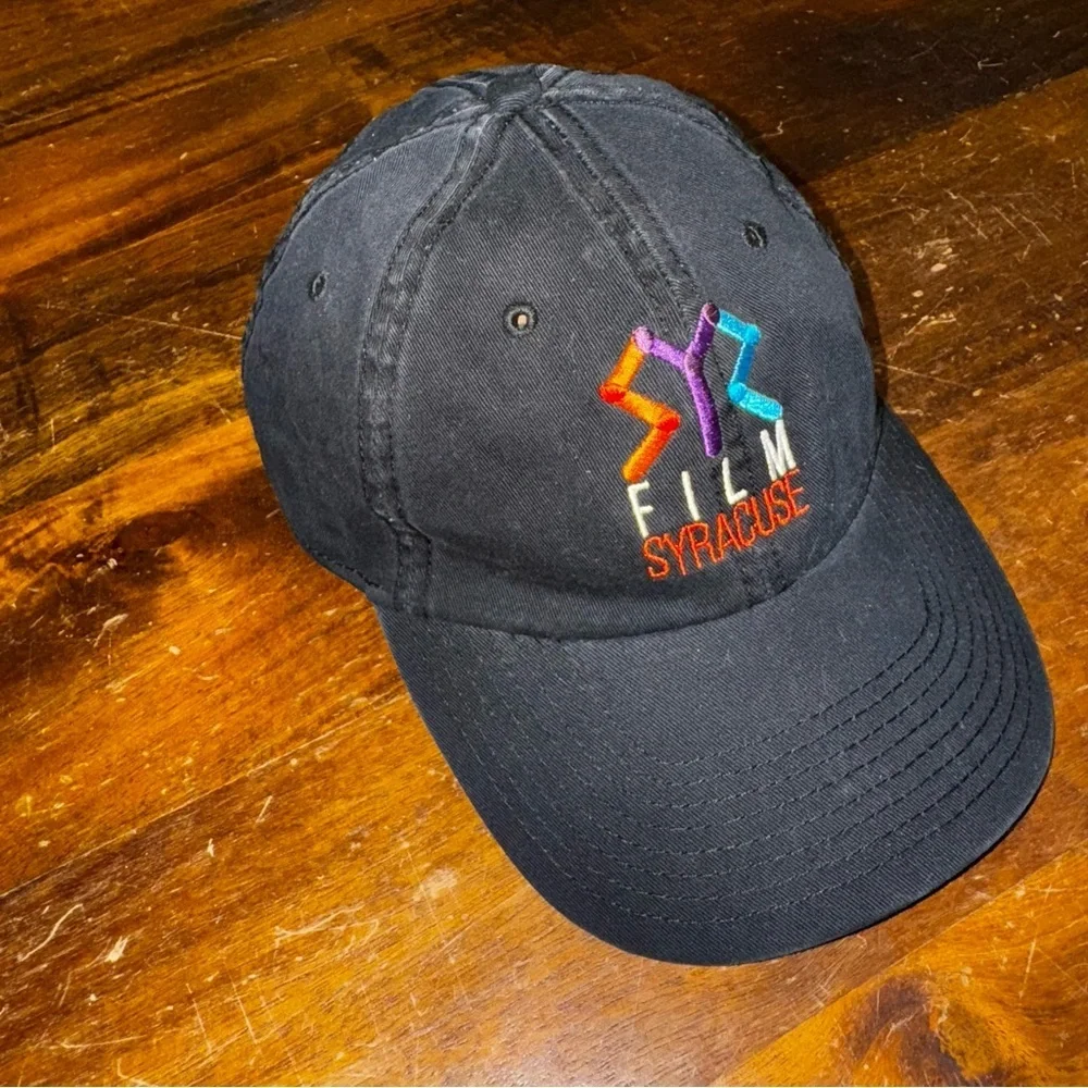 Rare Vtg Syracuse Hat Embroidered “SYR” FILM SYRACUSE Black Adjustable Hat Cap